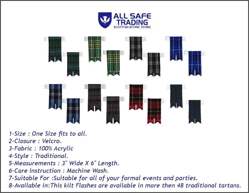Allsafe Traders Store Scottish Tartan Kilt Flashes with Elastic Adjusters - Image 3